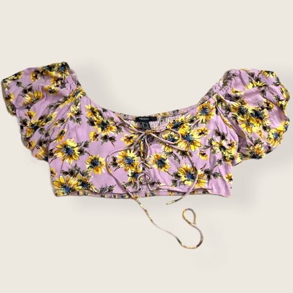 FOREVER 21 Purple Floral Crop Top - Picture 2 of 4